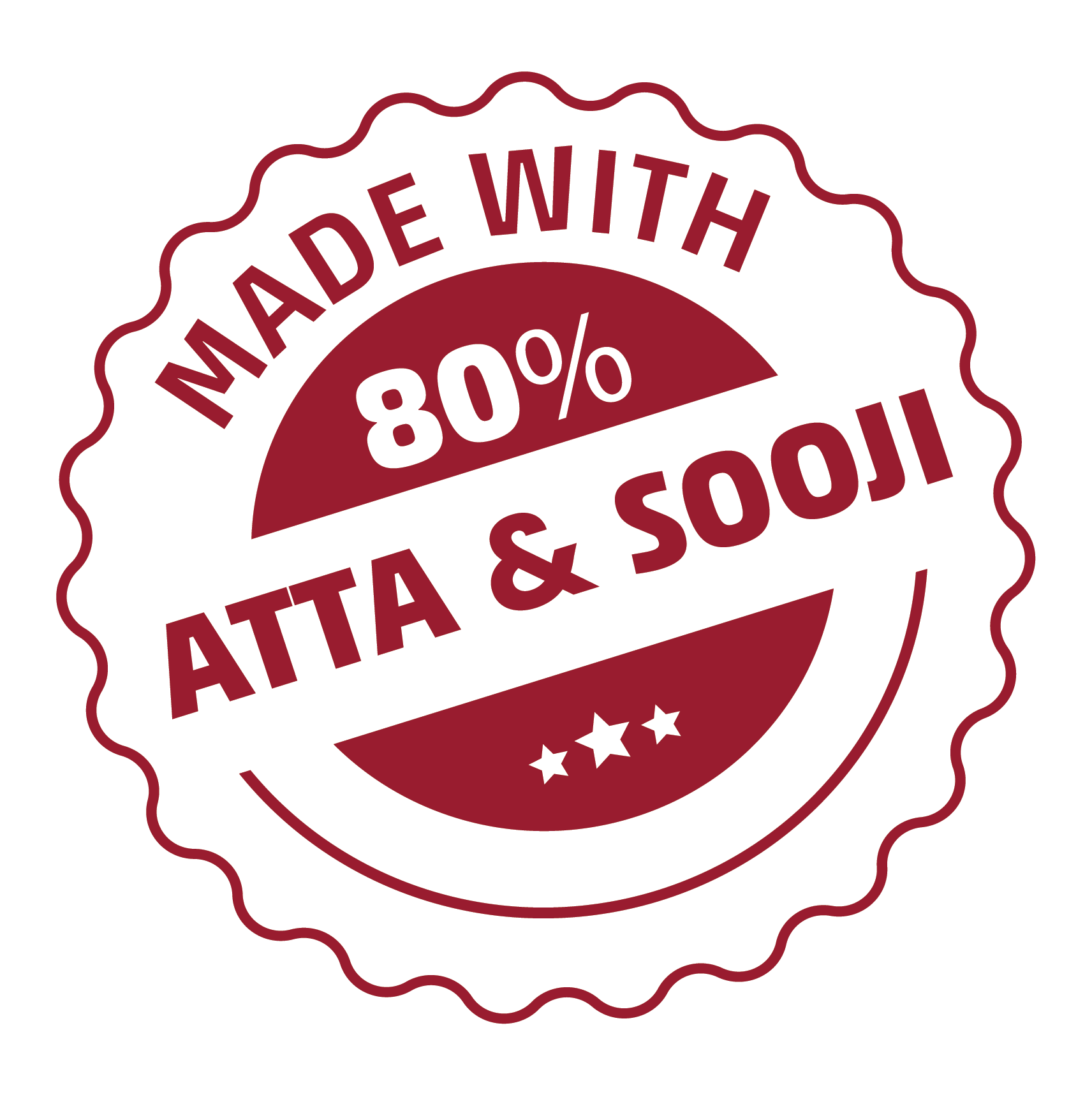 Made with 80 percent atta and sooji