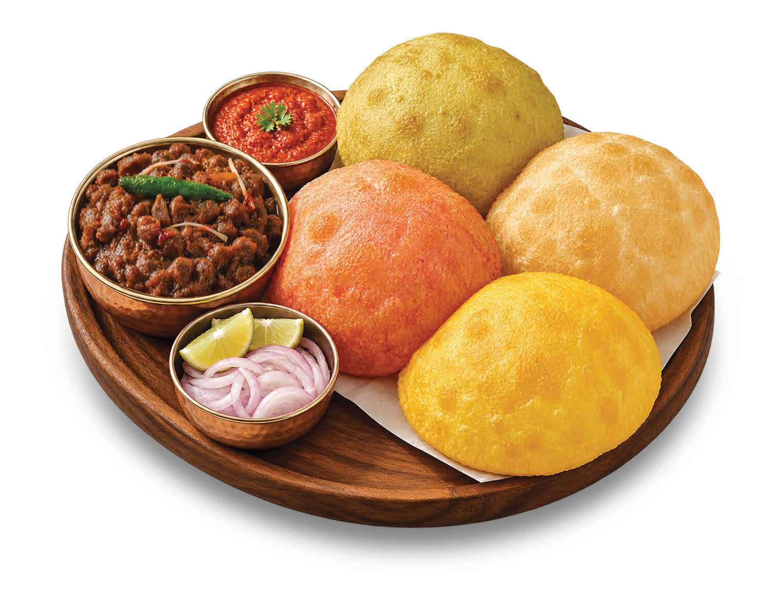 Colourful bhatura platter