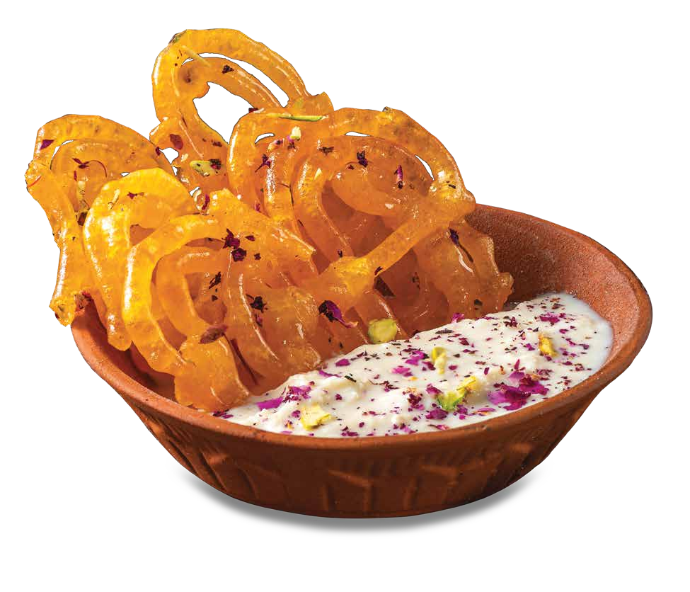 Jalebi served with creamy dahi